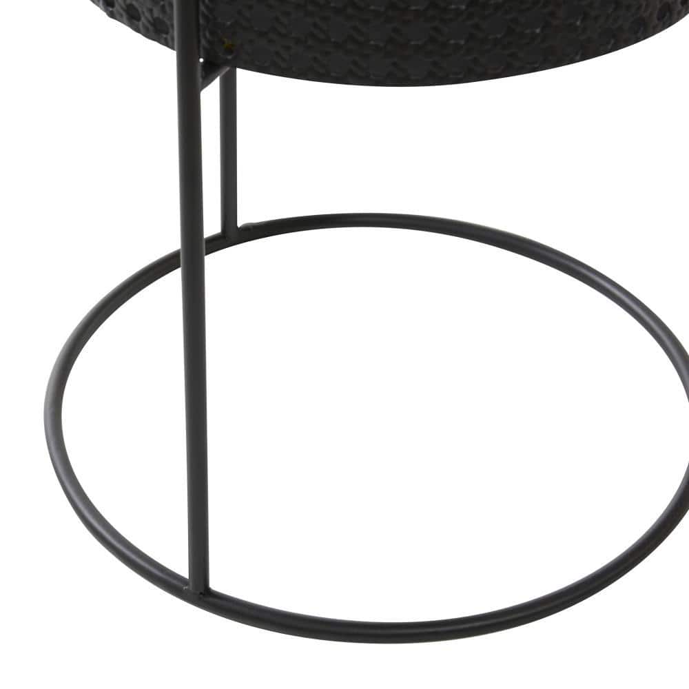 Set of 3 Black Metal Perforated Cylinder Floor Planters