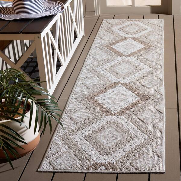 Global 2 ft. x 8 ft. Gray/Ivory Taupe Tribal Runner Rug