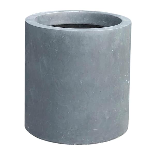 KANTE 12.9 in. L Charcoal Lightweight Concrete Outdoor Modern Cylindrical Planter