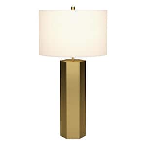 Warren 27.5 in. Brass Finish Table Lamp with Fabric Shade