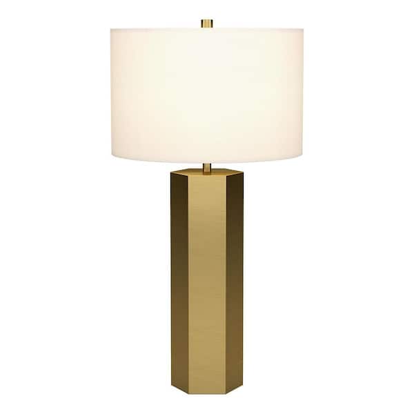 Meyer&Cross Warren 27.5 in. Brass Finish Table Lamp with Fabric Shade