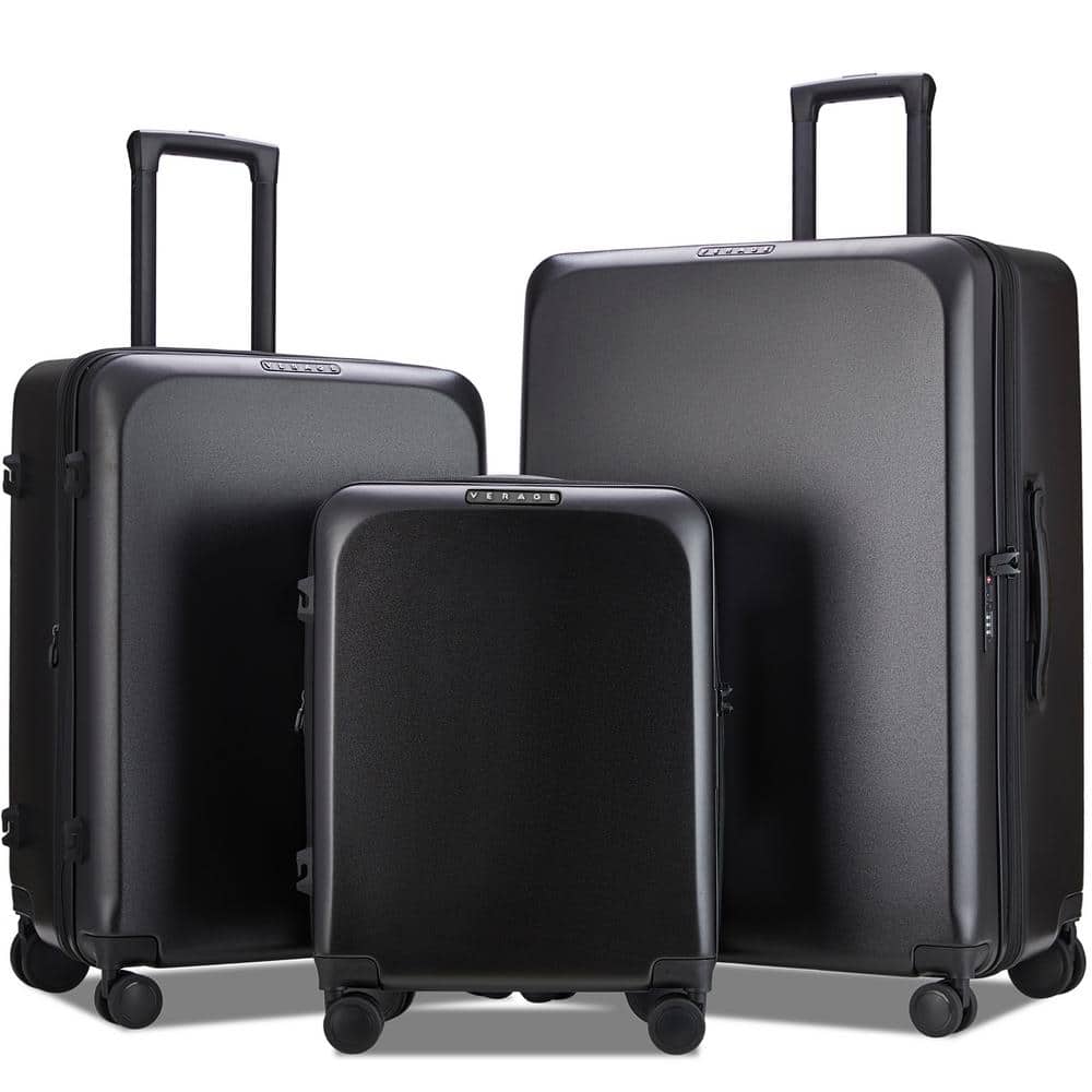 VERAGE 20/24/28 in. Black Luggage Sets with Spinner Wheels 