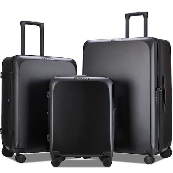 VERAGE 20/24/28 in. Black Luggage Sets with Spinner Wheels, Expandable ...