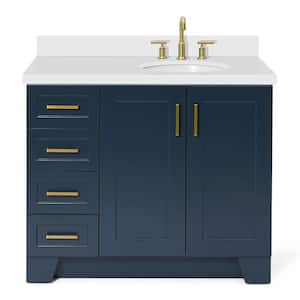 Taylor 43 in. W x 22 in. D x 36 in. H Vanity in Midnight Blue with Pure White Quartz Top