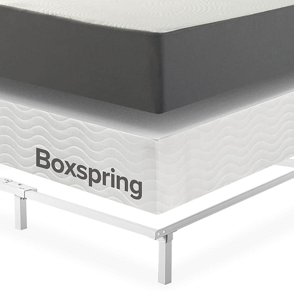 White Twin Metal Bed Frame with Headboard Brackets