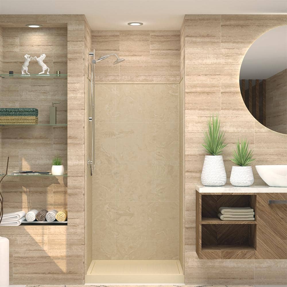 Almond Sky 36" x 36" x 72" Solid Surface Shower Wall Surround
