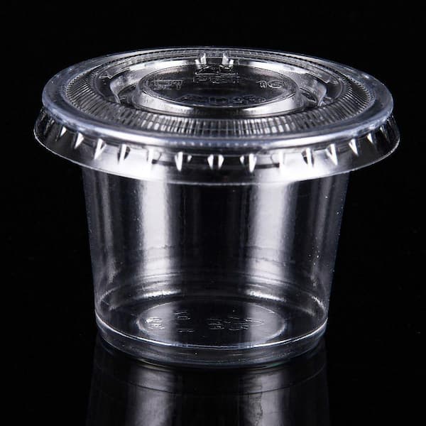 JFVKAF 600 Pack 1 oz Clear Plastic Portion Cups with Lids Food Grade Disposable Condiment Sauce Jello Shot Souffle Cups