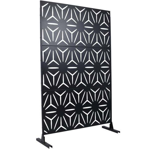 Sudzendf Brown Metal Outdoor Indoor Privacy Screens and Panels with Free Standing, Decorative Screen for Balcony Patio Garden