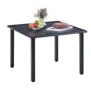 19 in. x 19 in. Black Metal Square Patio Side Table, Coffee Table for Bistro Deck Balcony Outdoor or Indoor Small Place