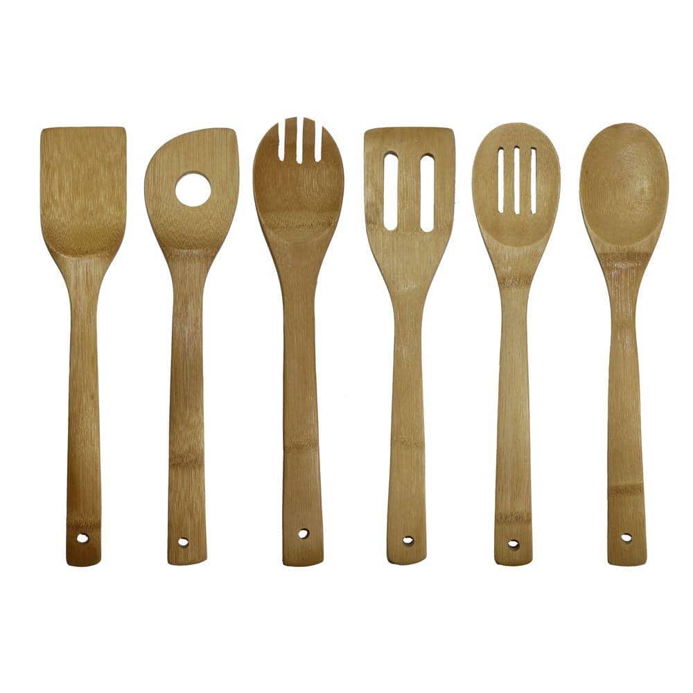 Natural Bamboo 7-Piece Cooking Utensil Set with Holder