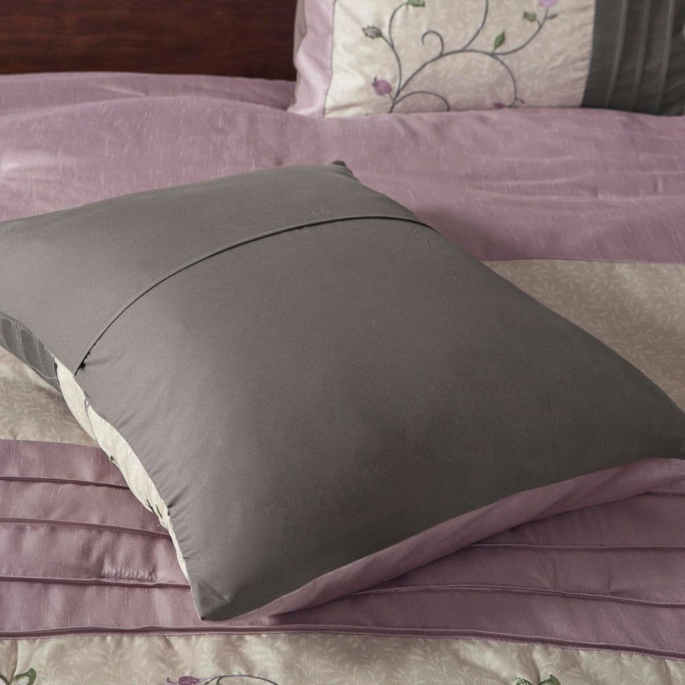 Purple Reversible Queen 7-Piece Embroidered Bedspread Set