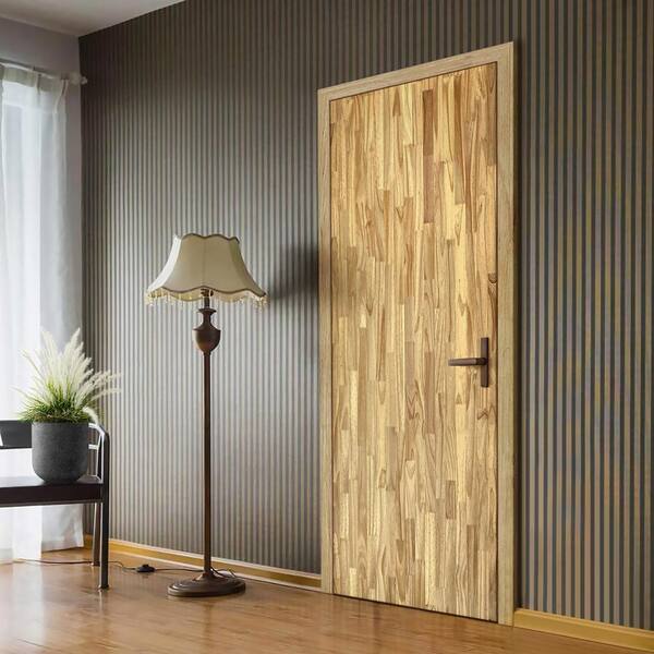 CALHOME 34 in. x 80 in. Flush Right-Handed Hollow-Core Weather Oak