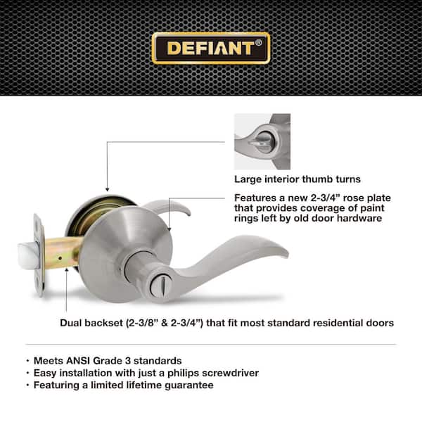 Defiant Naples Satin Nickel Bed and Bath Door Handle Contractor