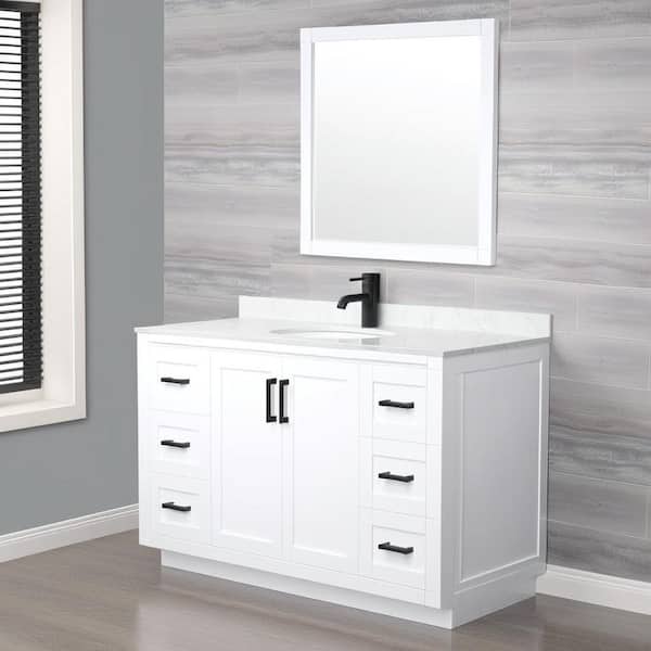 Miranda 54 in. W x 22 in. D x 33.75 in. H Single Bath Vanity in White with White Cultured Marble Top