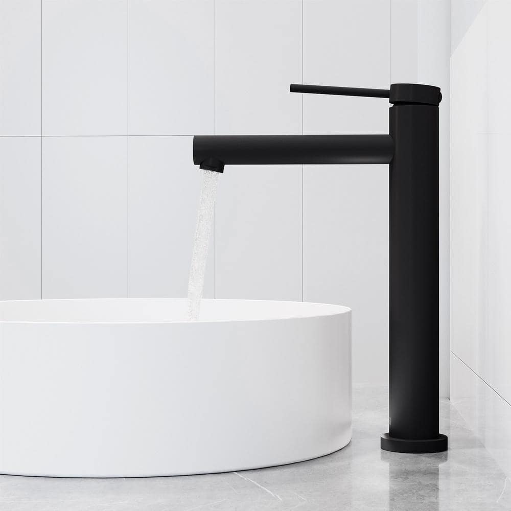 Matte Black 11" Brass Single Handle Vessel Bathroom Faucet