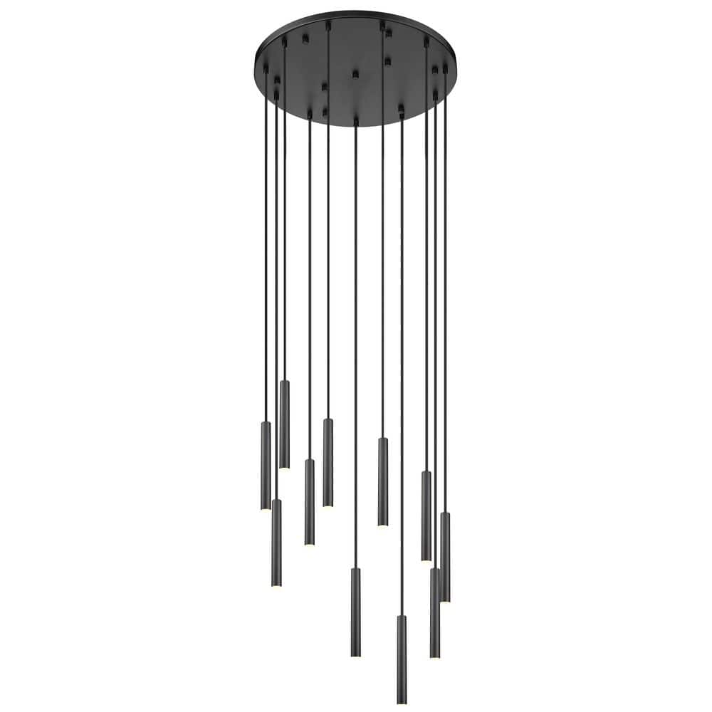 Forest 24 inch Matte Black 11 Light Integrated LED Chandelier