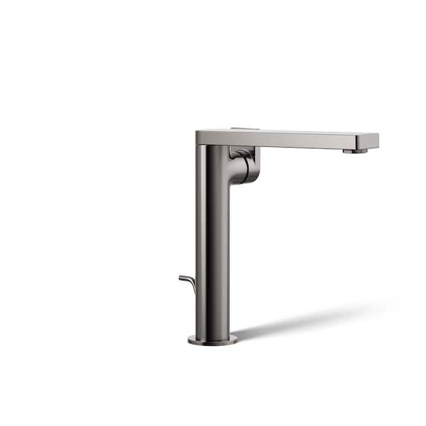 KOHLER Composed Single Hole Single-Handle Tall Vessel Bathroom Faucet with Lever Handle and Drain in Titanium
