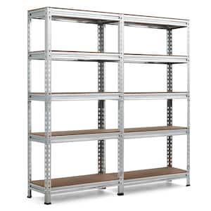 2-Piece Silver 5-Tier Metal Garage Storage Shelving Rack Adjustable (30 in. W x 60 in. H x 12 in. D)