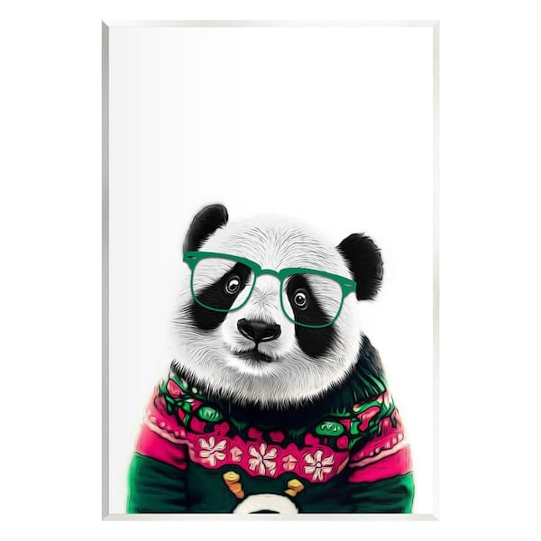 Stupell Industries Panda in Holiday Sweater by Annalisa Latella 1-Piece Unframed Graphic Print Animal Poster Art Print 15 in. x 10 in.