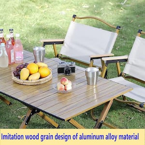 23.6in. L x23.6in. Wx19.5 in. H Portable Picnic Table with Rollable Aluminum Alloy Top and Folding Solid X-Frame Camping