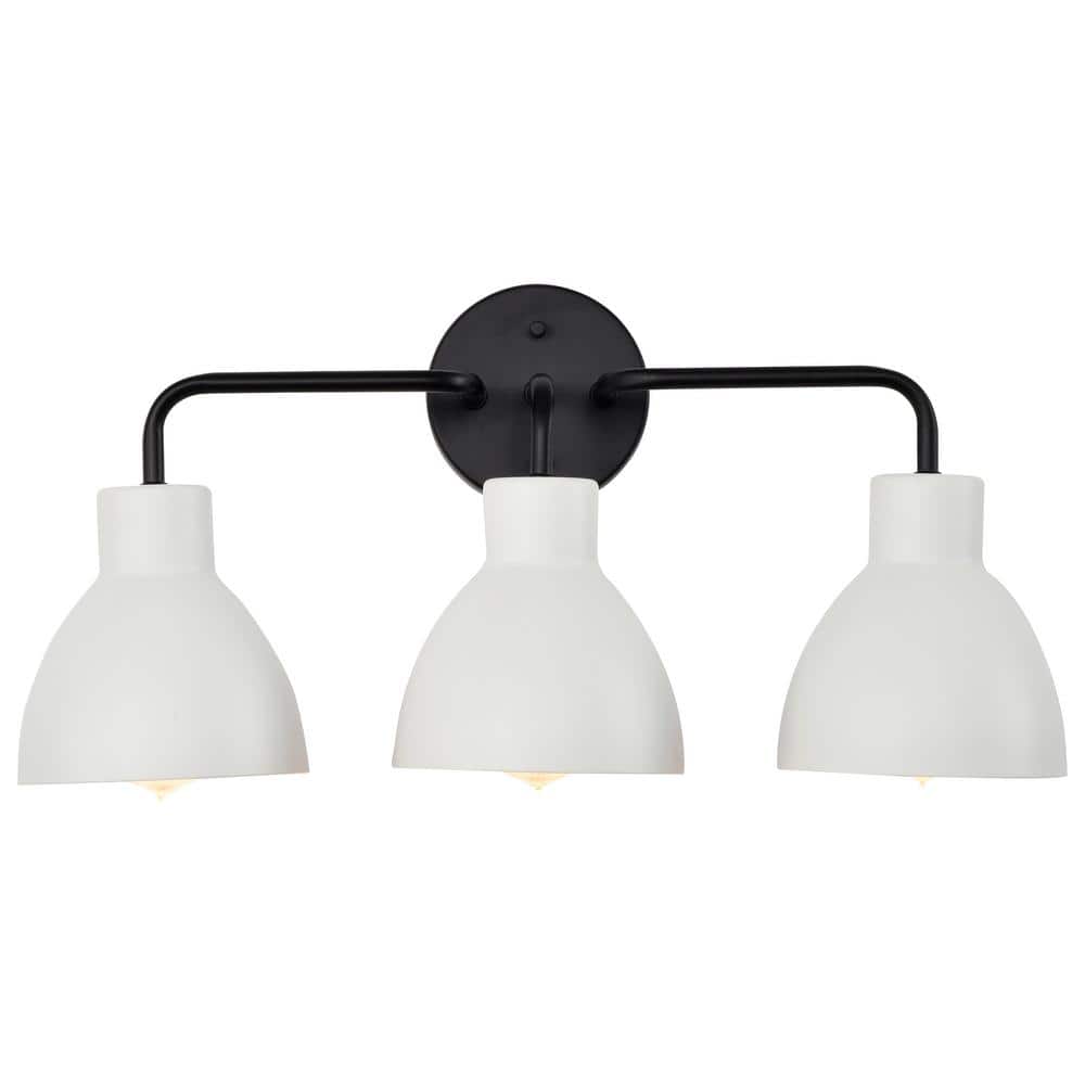 Sloan Matte Black 3-Light Modern Bell Vanity Wall Fixture