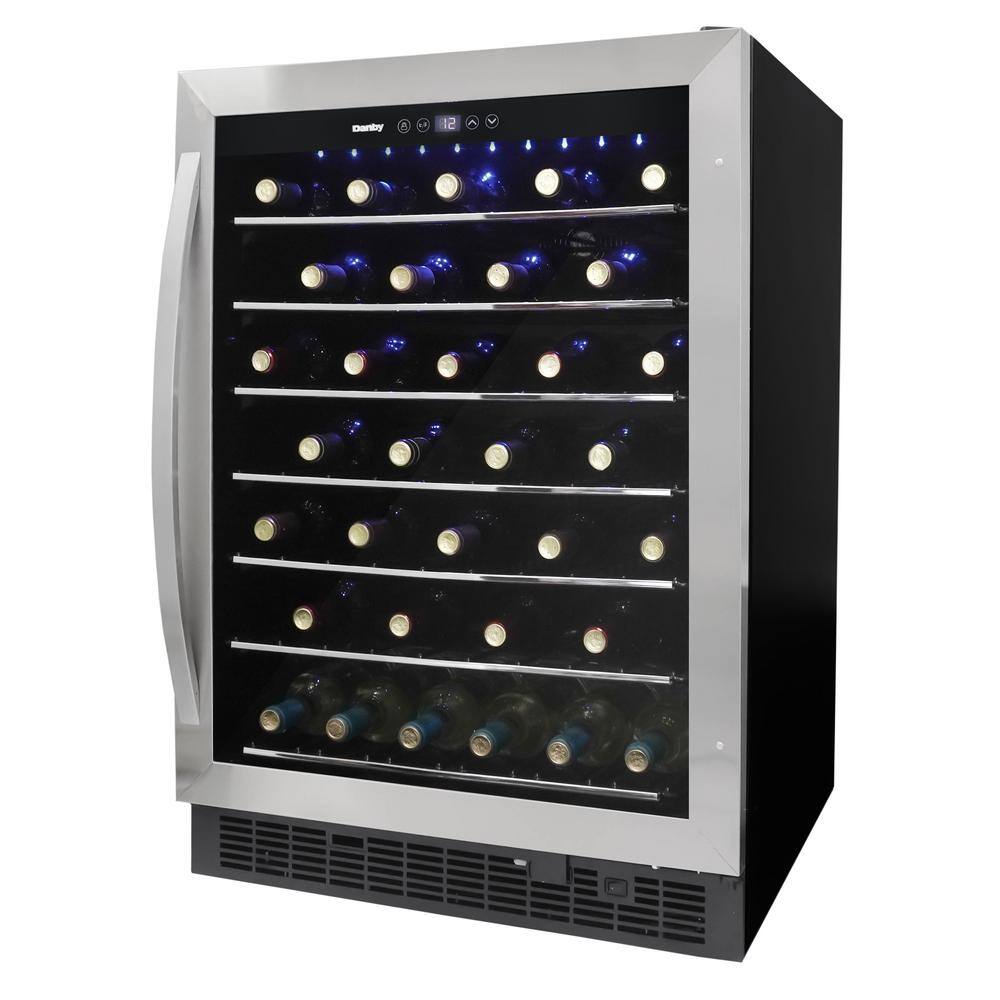 Stainless Steel Built-In 60 Bottle Wine Cooler with LED Lighting