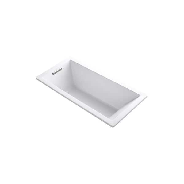 KOHLER Underscore 66 in. x 32 in. Rectangular Soaking Bathtub with Reversible Drain in White, VibrAcoustic Bask