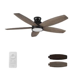 Povjeta 52 in. Color Changing Integrated LED Indoor Matte Black 10-Speed DC Ceiling Fan with Light Kit/Remote Control