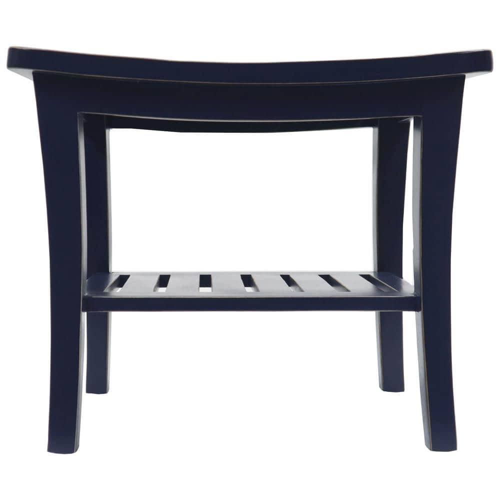 17.5 in. x 20 in. x 13.5 in. Distressed Navy Genuine Teak Bench