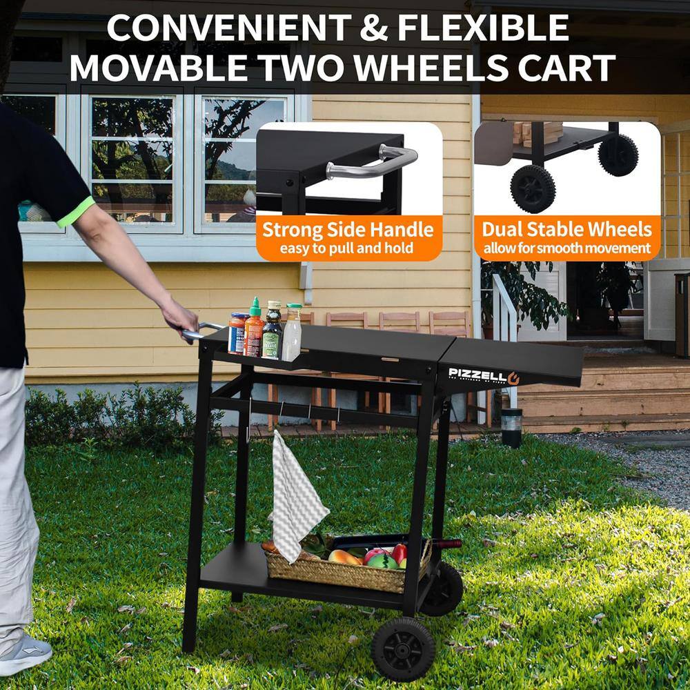 Small Black Steel Foldable Outdoor Grill Table Cart