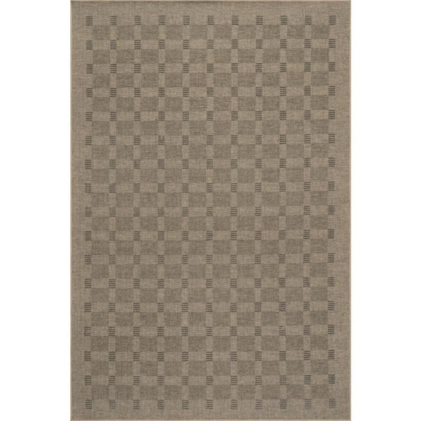 Nate Berkus x Rugs Walker Modern Checkered Washable Brown 9 ft. x 12 ft. Indoor Area Rug