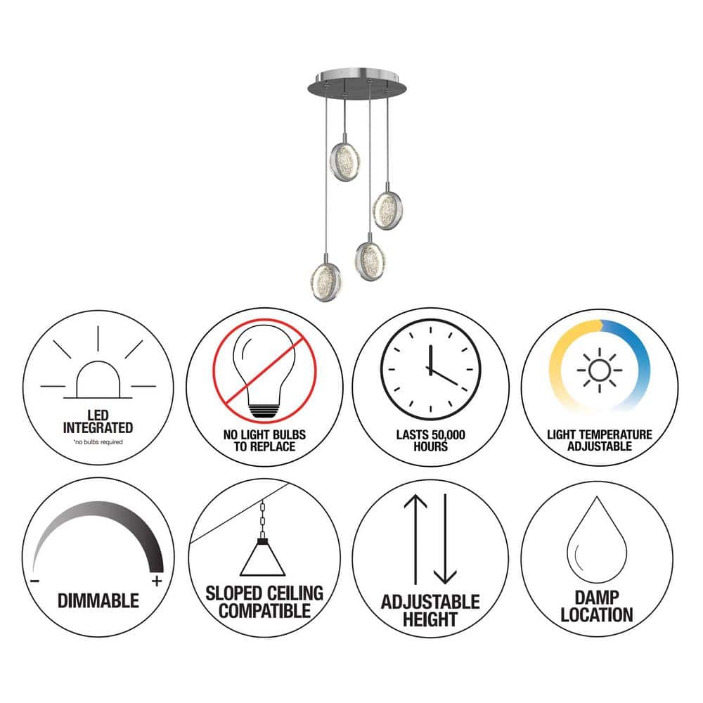 Avalon Chrome LED Pendant Light with Adjustable Glass Spheres