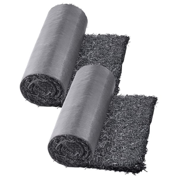 Rubber Mulch for Landscaping, 2-Rolls 96 x 22 in. Recycled Rubber Mat, Permanent Pathway, Natural Black Mulch