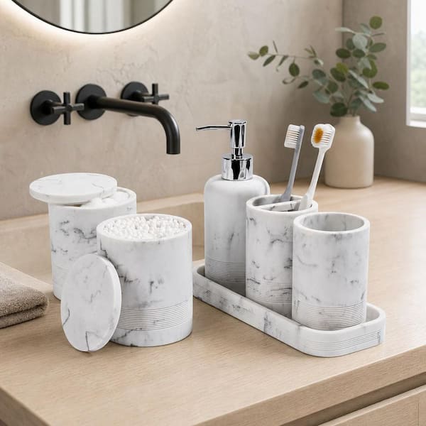 Numhew 6-Piece Bath Accessory Set with Toothbrush Holders, Soap
