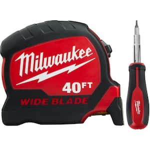 40 ft. x 1.3 in. W Blade Tape Measure with 11-in-1 Multi-Bit Screwdriver