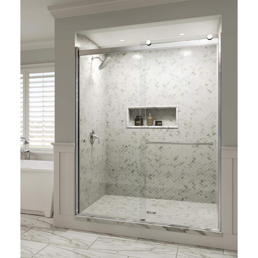 Rotolo 60" Chrome Semi-Frameless Sliding Shower Door