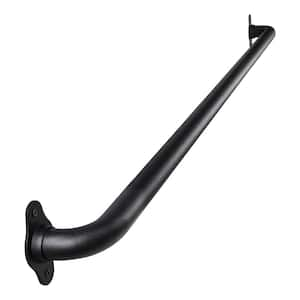 4 ft. Matte Black Metal Industrial Pipe Wall Handrail, Pipe Barn Door Pull Handle for Indoor and Outdoor Deck Hand Rail