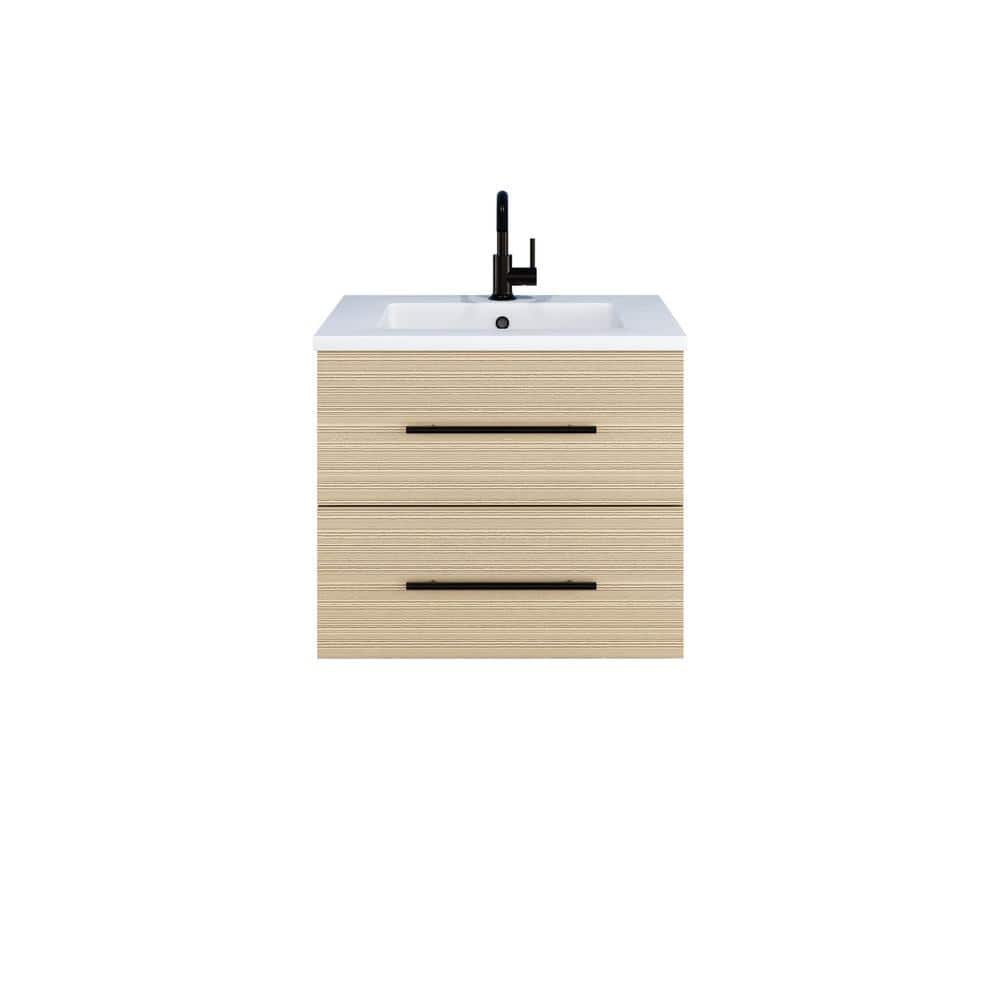 Napa 24 W x 20 D 21.58 H Single Sink Bathroom Vanity Wall Mounted In Sand Pine with White Acrylic Integrated Countertop price history on PriceWatchPro