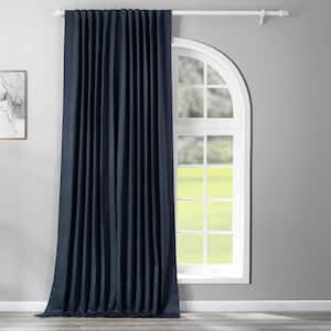 Navy Blue Rod Pocket Room Darkening Curtain - 100 in. W x 108 in. L (1 Panel)