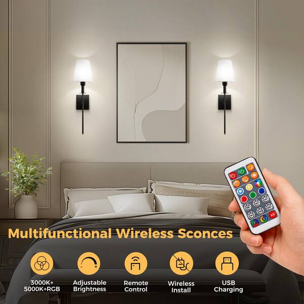 thumbnail image 2 of 30 Inch Battery Operated Wall Sconce Set Of 2 - Wireless, 3000K-6000K 2 of 11