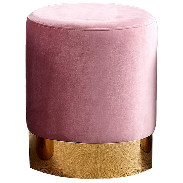 Best Master Furniture Emma 17 in. H x 14.5 in. W x 14.5 in. D Velvet Pink Round Stool