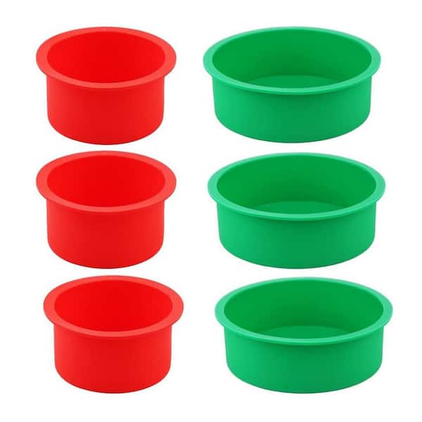 6-Piece Round Silicone Baking Pan Set Food Grade Nonstick Dishwasher Microwave Oven Safe for Muffin Cake