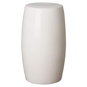 Tall White Round Ceramic Garden Stool