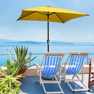 6.5 ft. Steel Crank and Tilt Square Market Patio Umbrella in Yellow