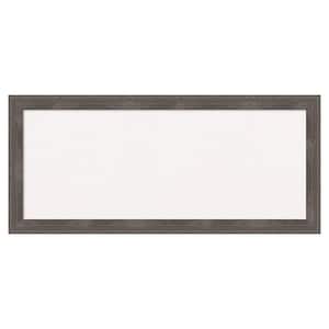 Pinstripe Lead Grey Wood White Corkboard 32 in. x 15 in. Bulletin Board Memo Board