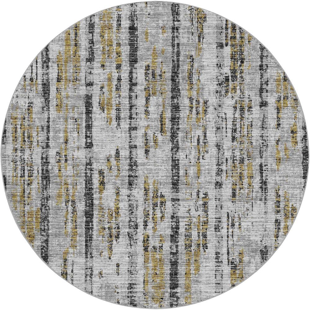 Dream Shag Premium Machine Washable Abstract ADS39 Silver 8 ft. x 8 ft. Round Rug price history on PriceWatchPro