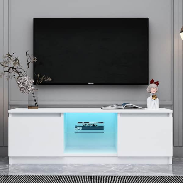 white light up tv stand