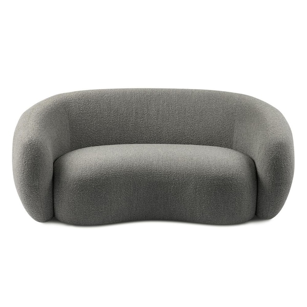 Sherri 69 in. W Boucle Performance Fabric 2-Seater Plush Cushion Loveseat in Stone Grey