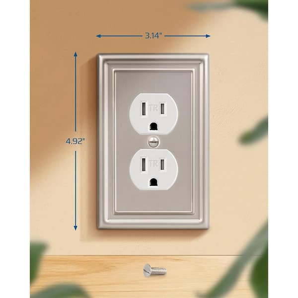 DEWENWILS 4-Pack Duplex Wallplates, Metal Receptacle Gfci Outlet Cover with  White Finish, for home Electrical Outlets