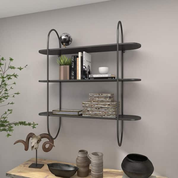 Leddy metal wall shelf black So'home